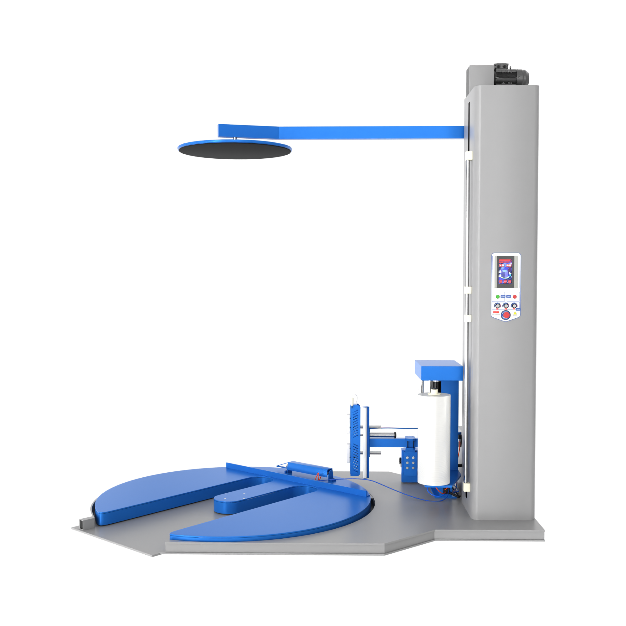 Паллетообмотчик автомат BPW-2400ЕАС, автообрезка, прижим, Е платформа